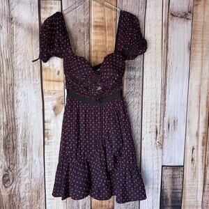 Self Portrait Dress Plumetis Chiffon Mini Floral Red Dot Size 2 Event Versatile